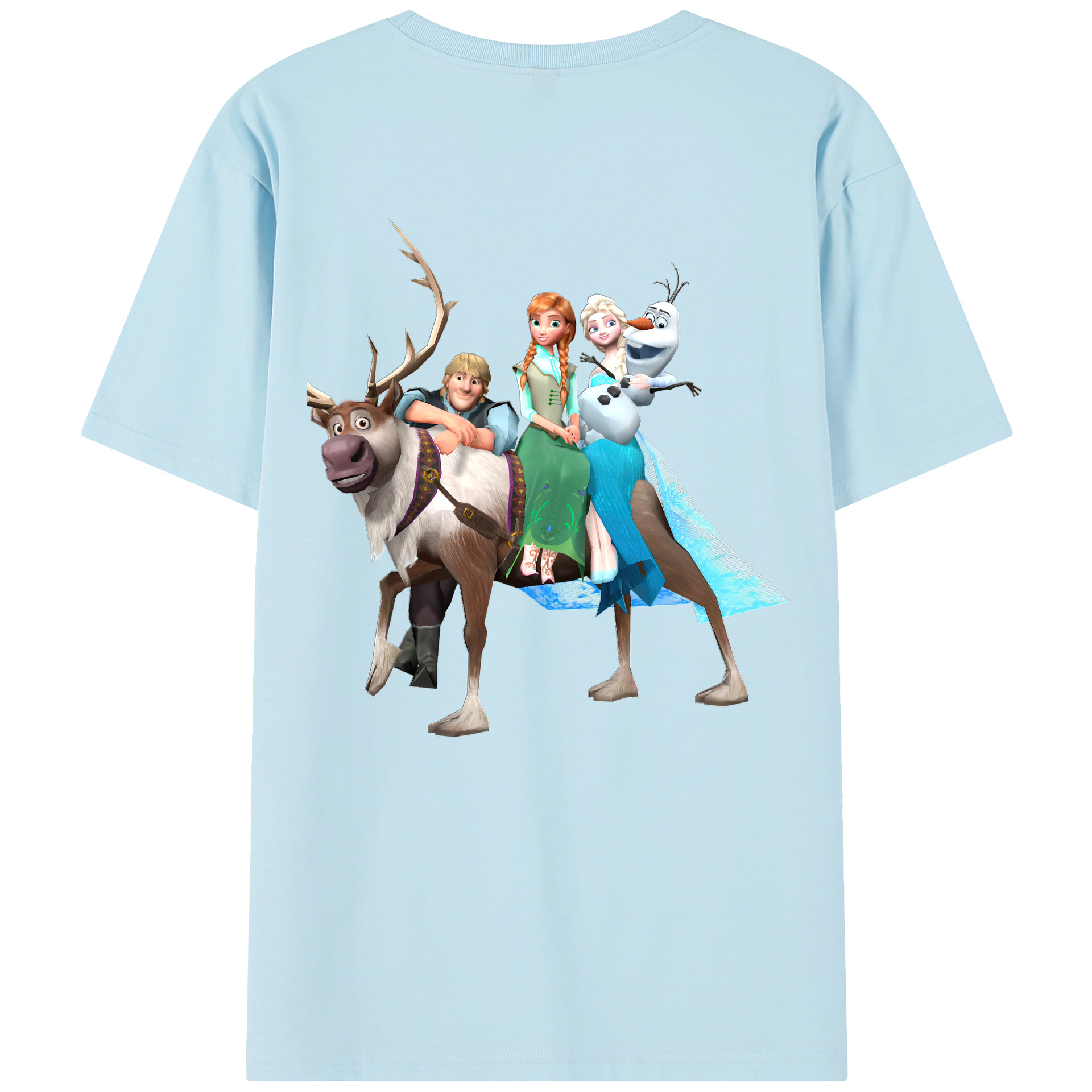 （画像用） アナと雪の女王 アンナ エルサ Frozen Anna Elsa 綿100％半袖Tシャツ（背面プリント）